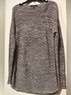 Ellen Tracy Heathered Brown and Cream Crewneck Sweater